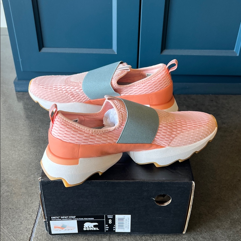 Sorel Coral and Gray Slip-On Sneakers